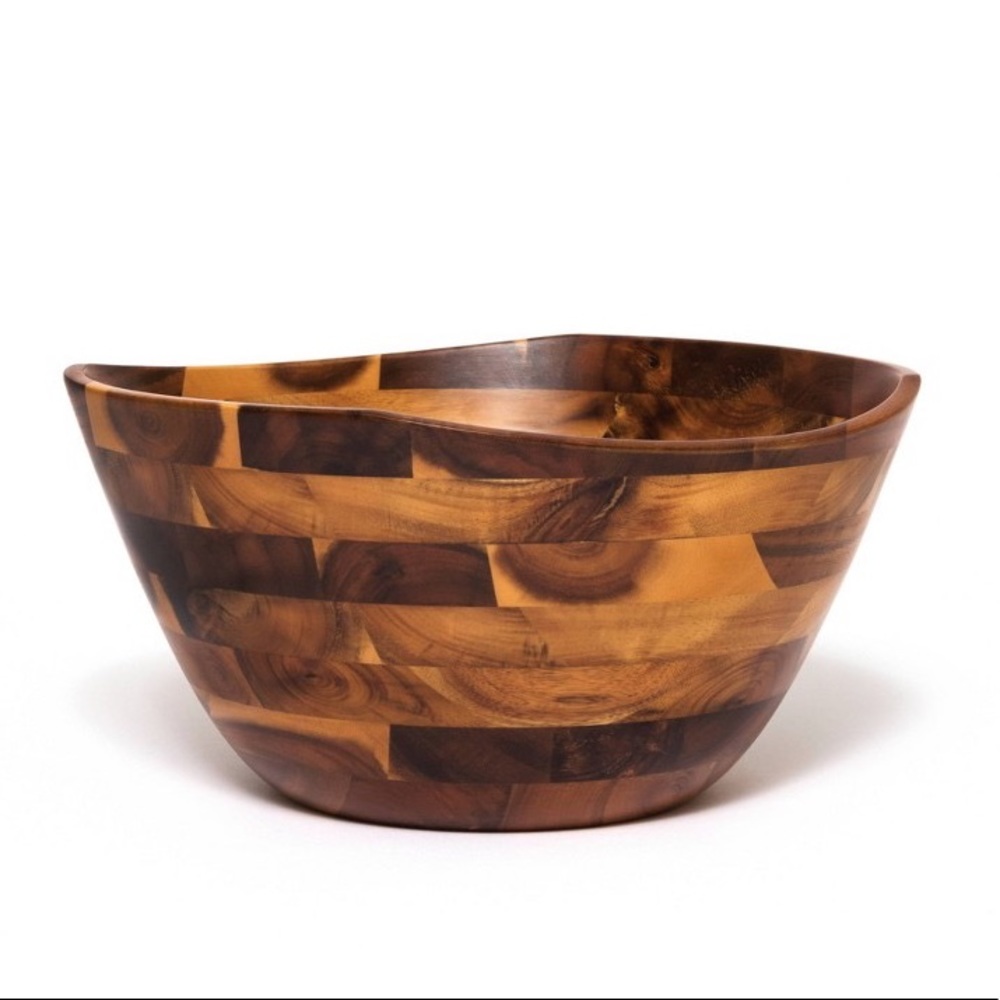 Lipper International Acacia Large Wavy Rim Bowl